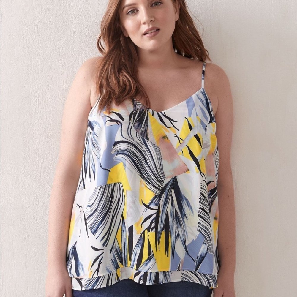 Addition Elle Women Multicolor All Over Print Camisole Top Plus Size 0X